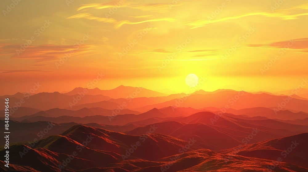 Golden Horizons The Sunset Over Hills AI generated Golden Horizons The Sunset Over Hills AI generated