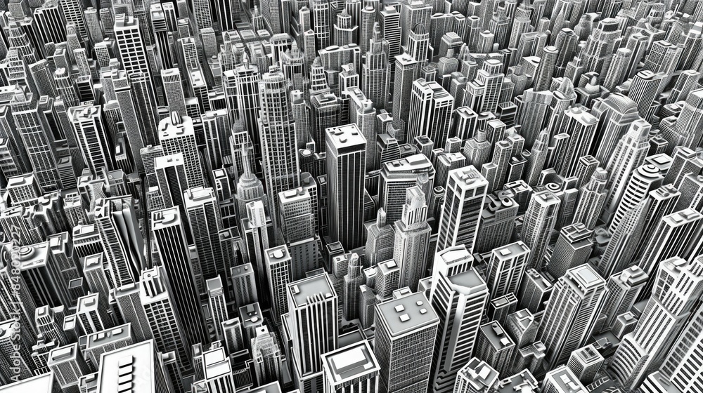 Obraz premium Black and White Urban Cityscape