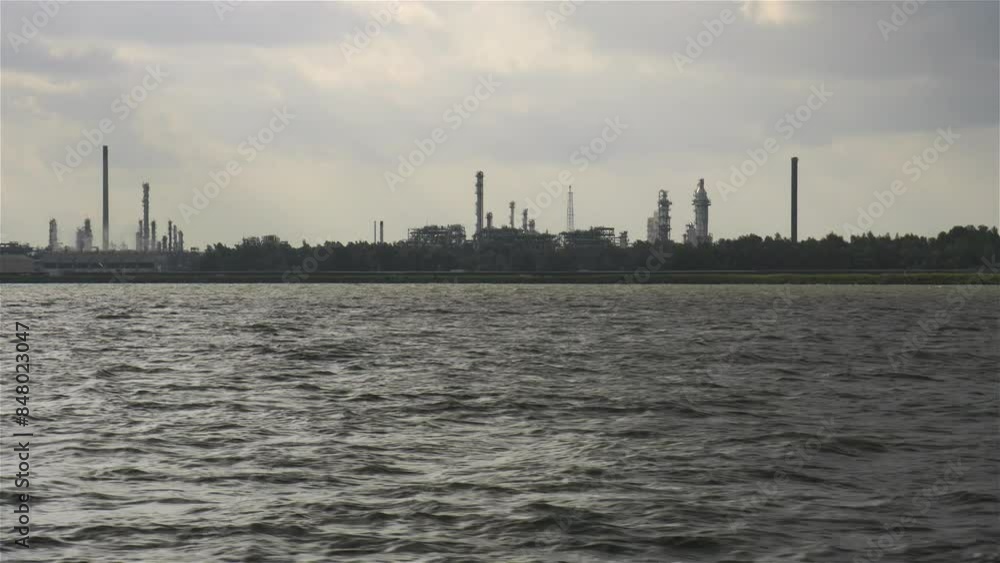 Sailing Past Green Buoy Towards Industrial Area Sailing Past Green Buoy Towards Industrial Area