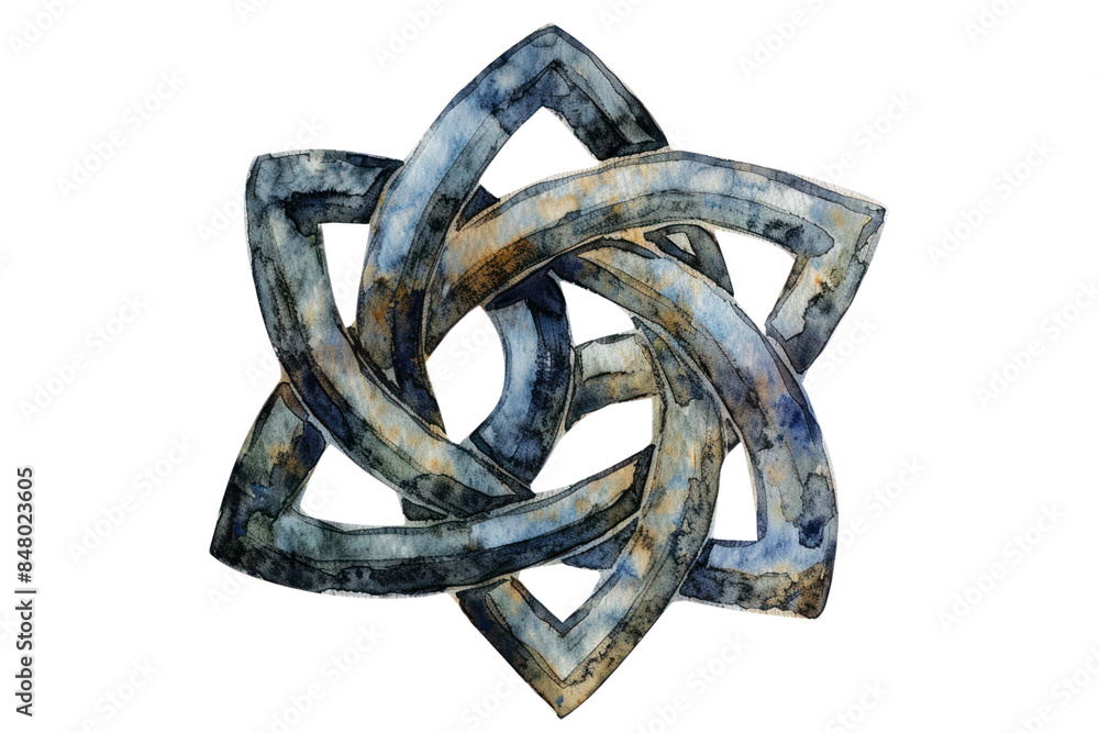 Blue And Brown Celtic Cross With A White Background, Watercolor, Illustrations, Isolated On A Transparent Background. Blue And Brown Celtic Cross With A White Background, Watercolor, Illustrations, Isolated On A Transparent Background.