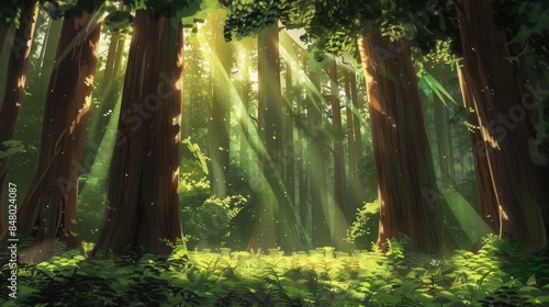 The Enchanted Redwood Grove AI generated photo