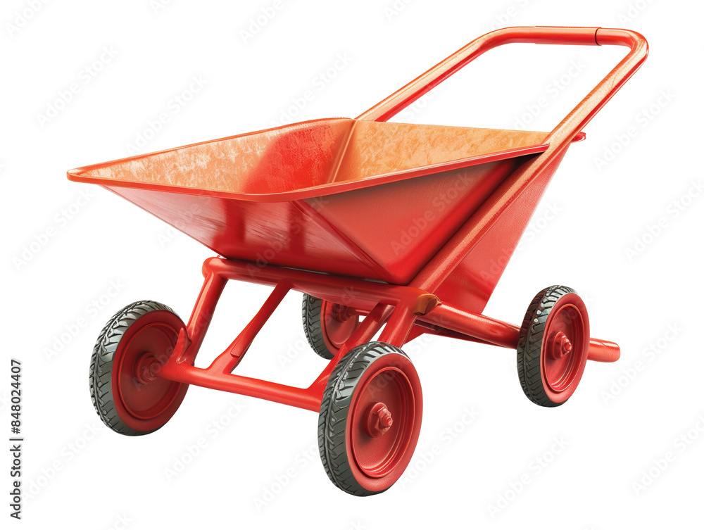 A red wheelbarrow with a handle A red wheelbarrow with a handle