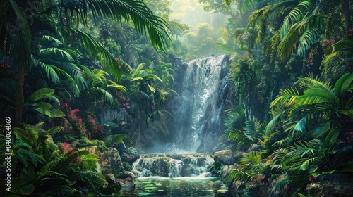 The Hidden Waterfall in the Jungle AI generated © Lisa_Art
