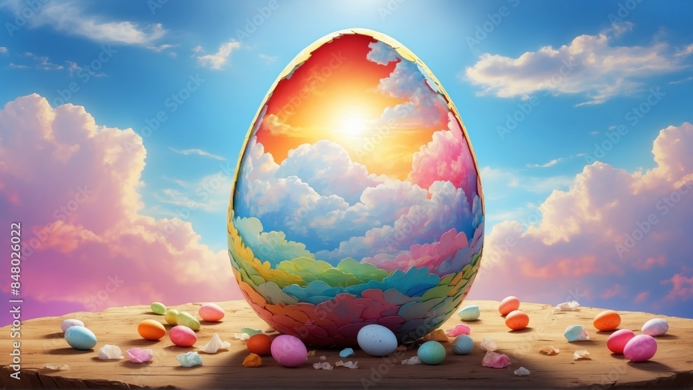 Colorful Sky-Themed Egg at Sunset Colorful Sky-Themed Egg at Sunset