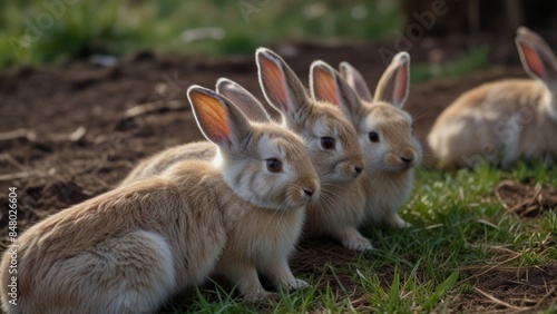 Trio of Young Rabbits in Field © Василь Тігай