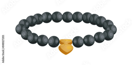 Doodle Black Fashion Necklace Vector Illustration.	
