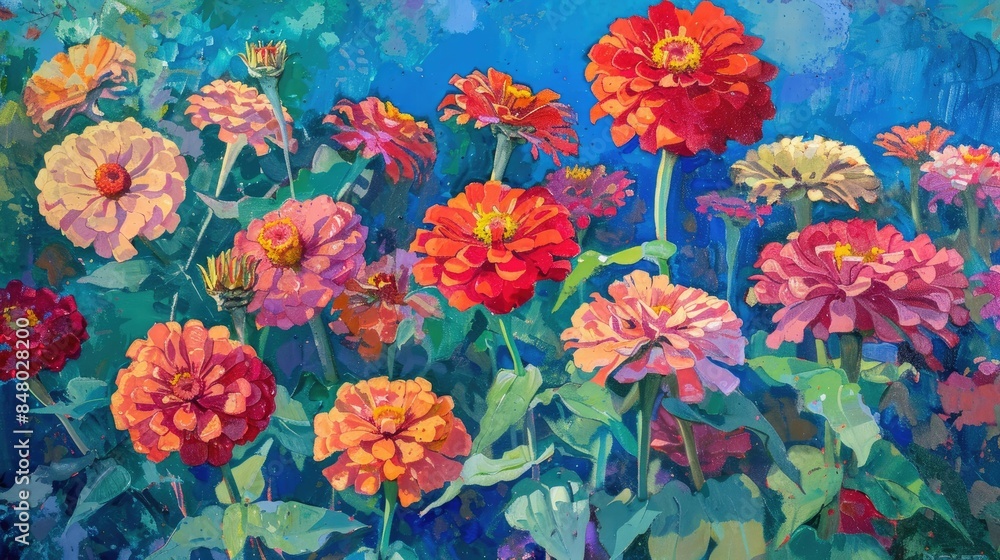Zinnias in the Sun AI generated Zinnias in the Sun AI generated
