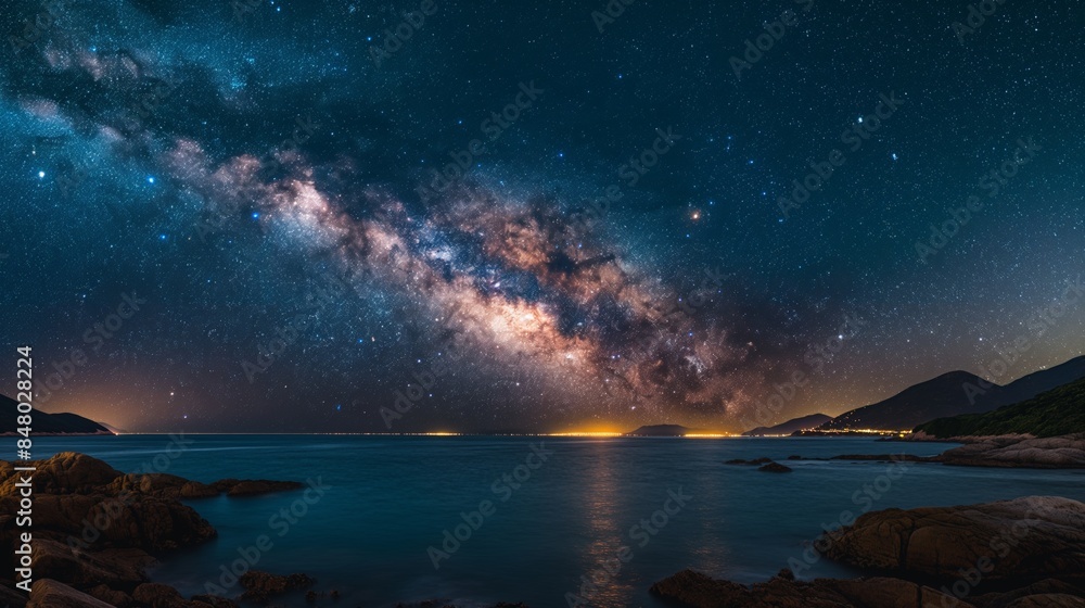 Serene Night at Kau Sai Dark Sky Reserve - Milky Way and Stars Illuminating the Island's Beauty Serene Night at Kau Sai Dark Sky Reserve - Milky Way and Stars Illuminating the Island's Beauty