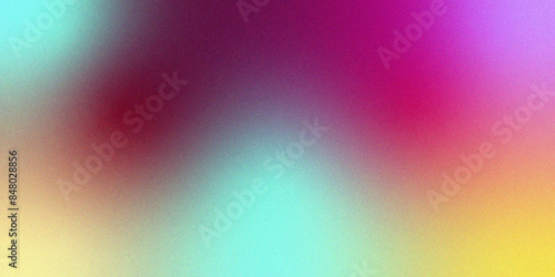 Orange purple pink magenta blue grainy vibrant blurred gradient color flow. Grain and Rough texture effect . Soft gradient backdrop with grain and noise. 