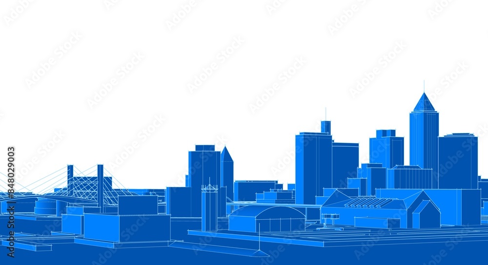 Obraz premium modern city panorama 3d illustration