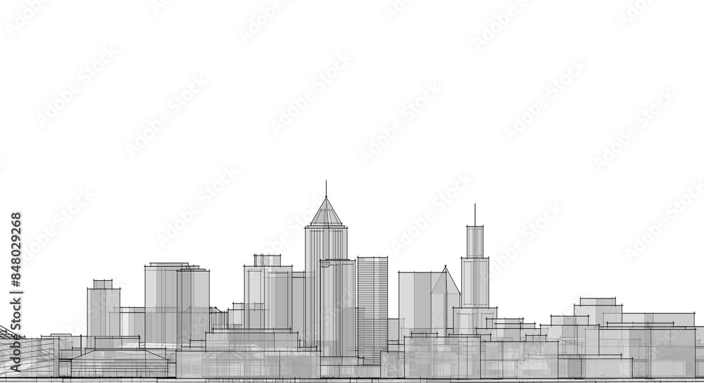 Naklejka premium modern city panorama 3d illustration
