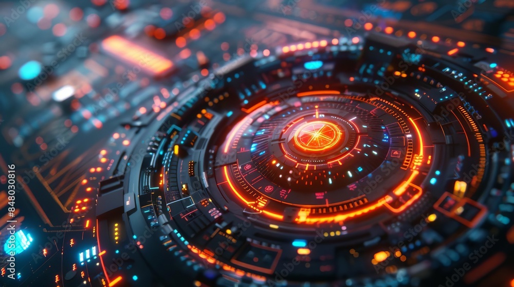 Futuristic technology with holographic elements, hightech, vibrant colors, digital rendering Futuristic technology with holographic elements, hightech, vibrant colors, digital rendering