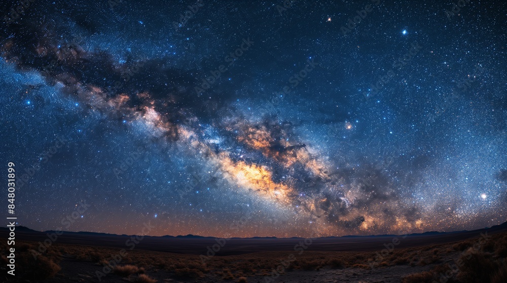 Naklejka premium Majestic Andes Dark Sky: Milky Way and Stars in Clear Night Atmosphere