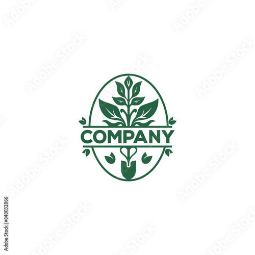 Logo design of a gardening and landscaping emblem. 