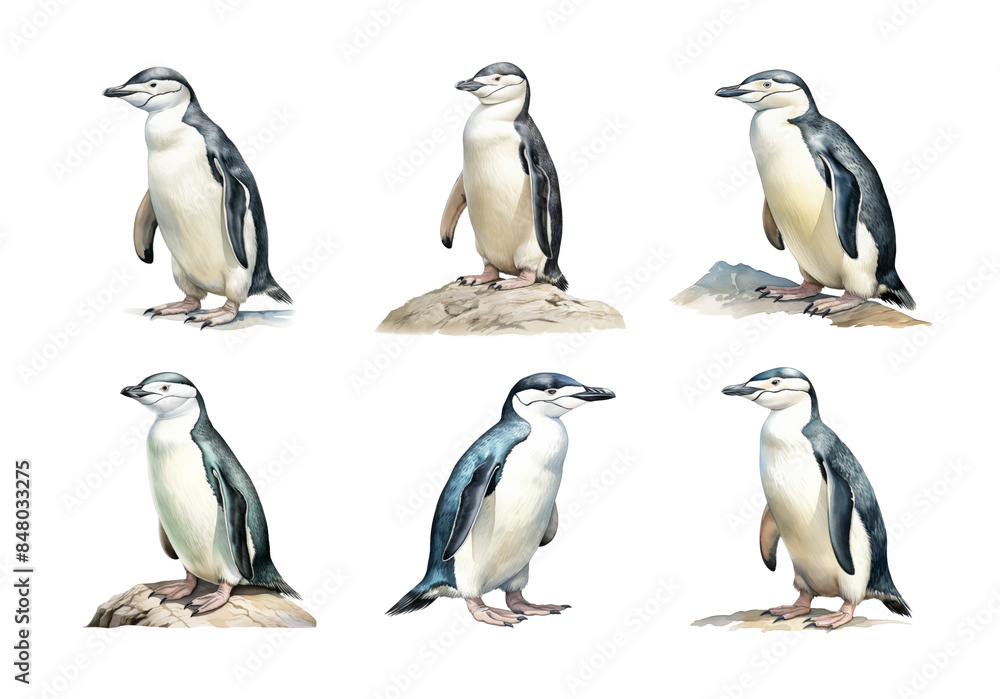 Fototapeta premium Chinstrap Penguin, Animal Illustration. Watercolor Style