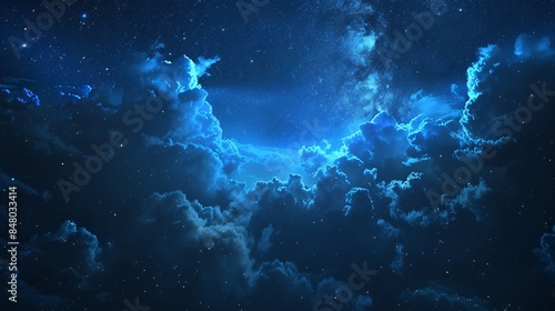 Wallpaper Mural "Stock photo featuring a night starry sky with clouds, capturing the serene beauty of the nocturnal atmosphere." Torontodigital.ca