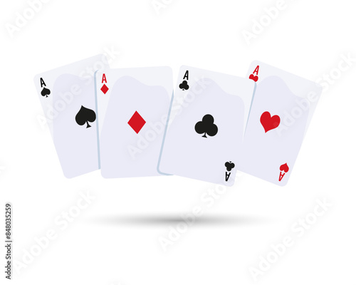 Casino background, playing cards, aces on a white background. Illustration, vector