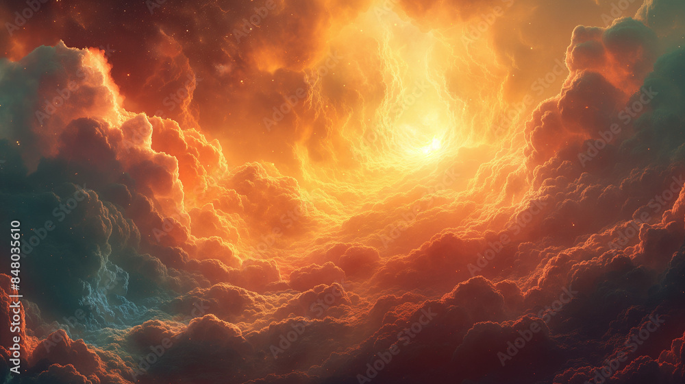 mystical clouds, sunshine, meditative, pastel colors, fantasy, art. mystical clouds, sunshine, meditative, pastel colors, fantasy, art.