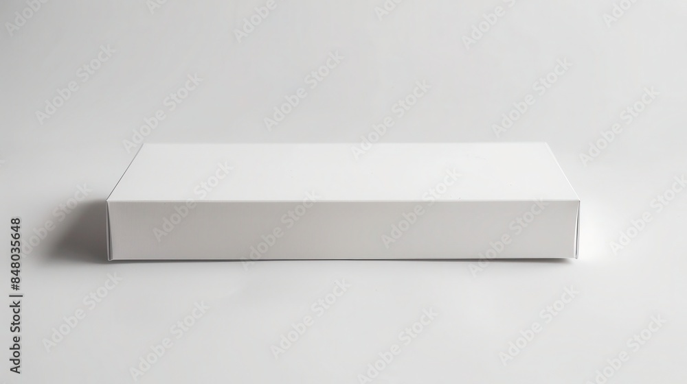 A Photo of a Blank White Rectangular Box on a Table A Photo of a Blank White Rectangular Box on a Table