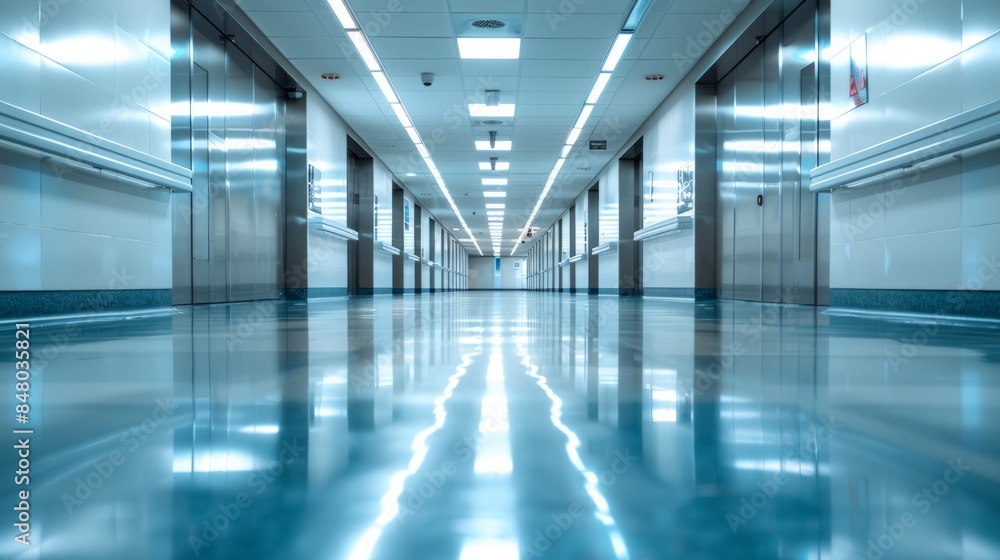 Fototapeta premium Long hallway in a modern hospital