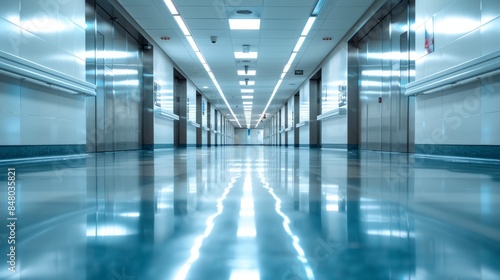 Wallpaper Mural Long hallway in a modern hospital Torontodigital.ca