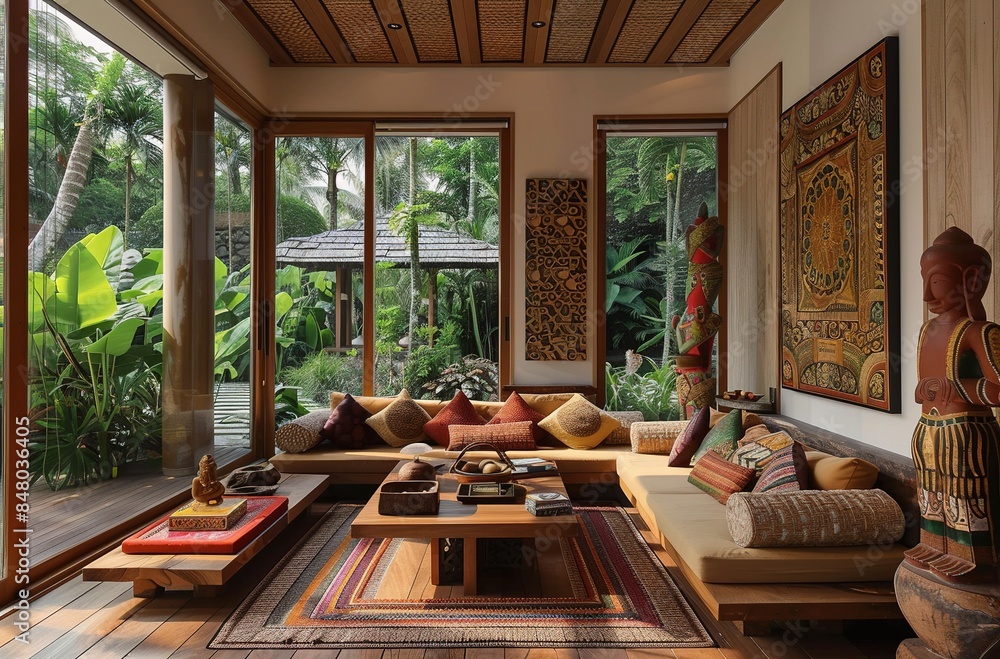 Fototapeta premium Zen and Tranquil Interior Spaces Serene Ambiance and Calm Retreats