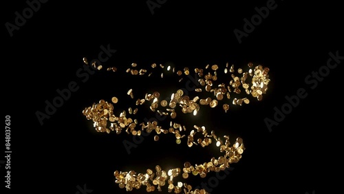 A swirling helix of thousands of gold coins with a bold european euro symbol embossed onto it