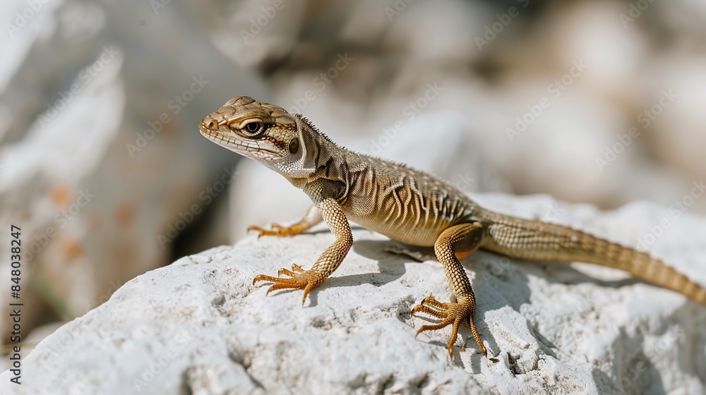 Close Up of a Brown Lizard on a White Rock Close Up of a Brown Lizard on a White Rock
