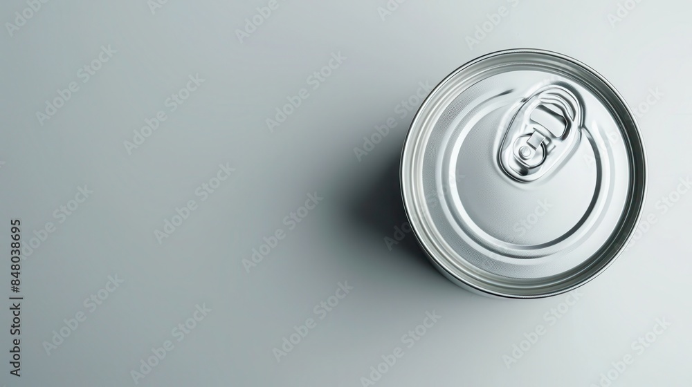 Photo of a Blank Silver Tin Can with Pull Tab Photo of a Blank Silver Tin Can with Pull Tab