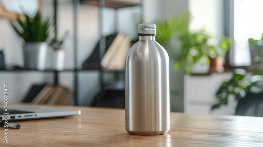 Blank silver aluminum bottle label for personalization and customization options Blank silver aluminum bottle label for personalization and customization options