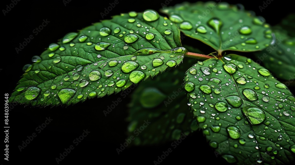 Macro shot of water droplets on leaves. Waterdrop on leaf green Macro shot of water droplets on leaves. Waterdrop on leaf green