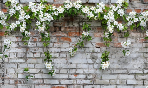 Brick wall adorned with jasmine © TheoTheWizard