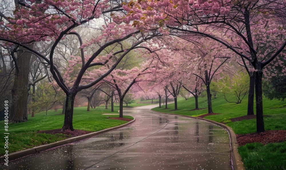 Cherry blossoms under the rain, nature background Cherry blossoms under the rain, nature background