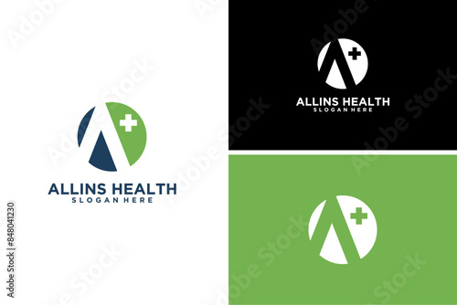 Initial letter A on medical icon for healthy, health care, and medicine logo design concept vector
