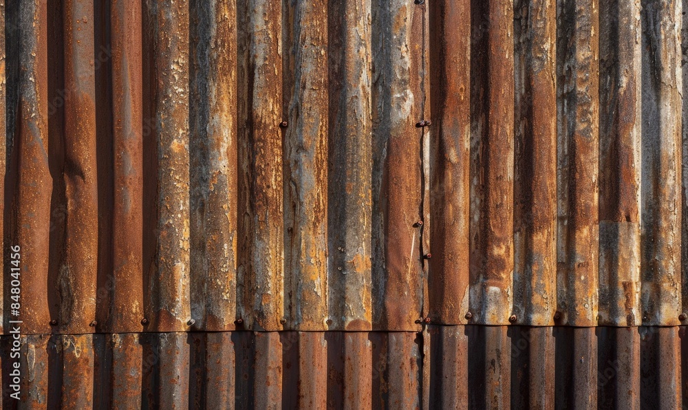 Corrugated metal wall, rusty brown background Corrugated metal wall, rusty brown background