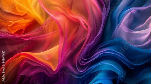 Abstract vibrant flowing fabric in various colors photo