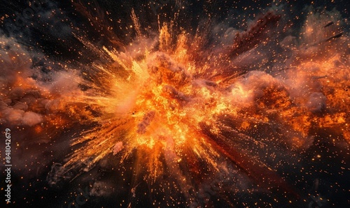 Wallpaper Mural a fiery burst against a black background Torontodigital.ca