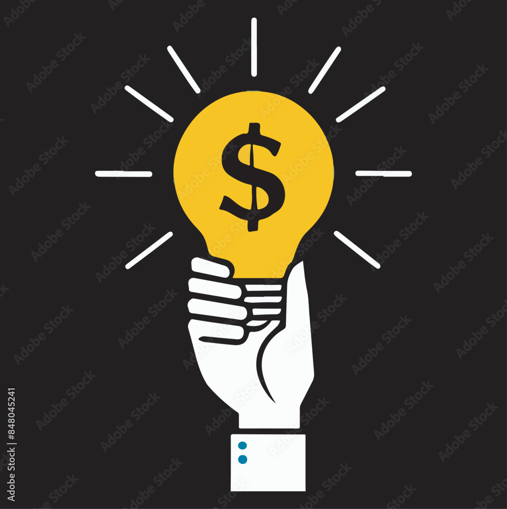 hand holding a light bulb with a dollar symbol icon vector silhouette