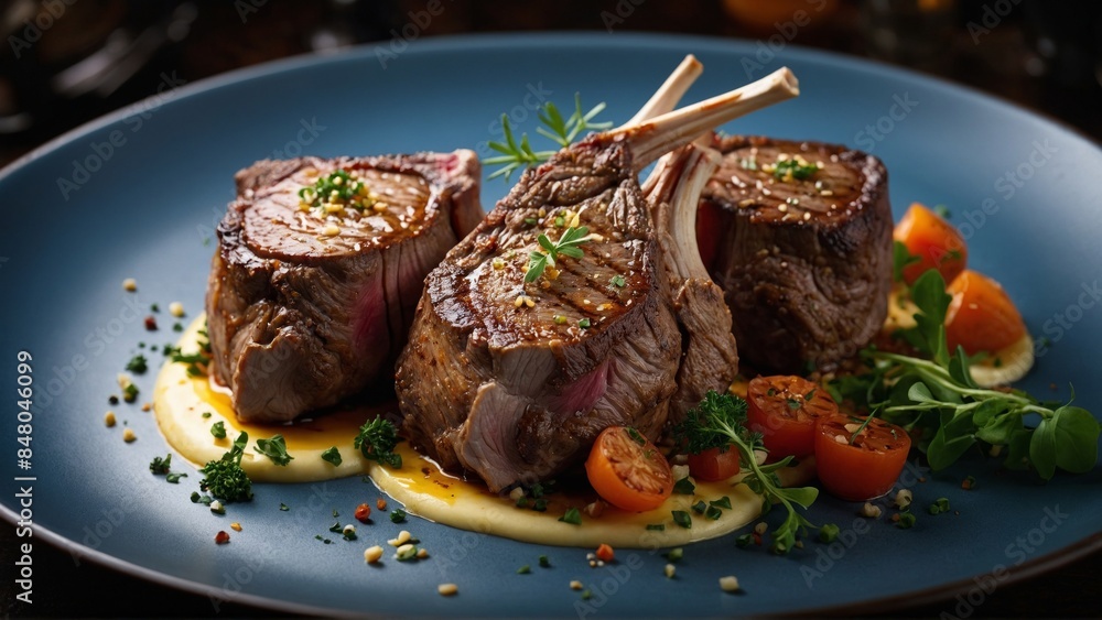 Gourmet Grilled Lamb Chops with Cherry Tomatoes and Creamy Sauce Gourmet Grilled Lamb Chops with Cherry Tomatoes and Creamy Sauce
