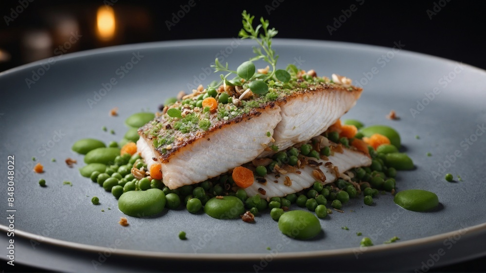 Gourmet Seared Fish with Peas and Carrots
