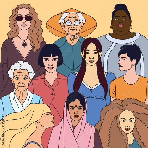 People. Different women. Vector color illustration.