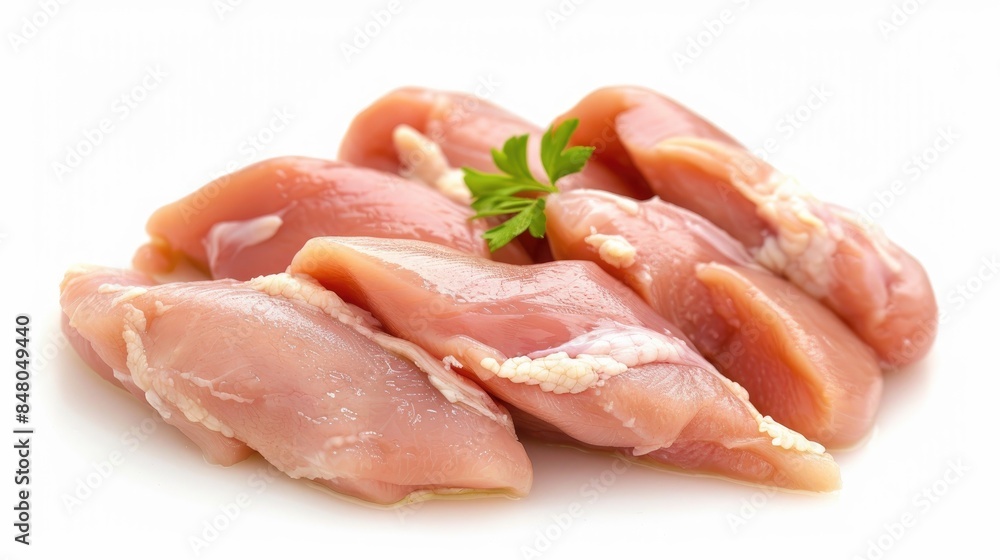 Raw chicken meat separated on a white background Raw chicken meat separated on a white background