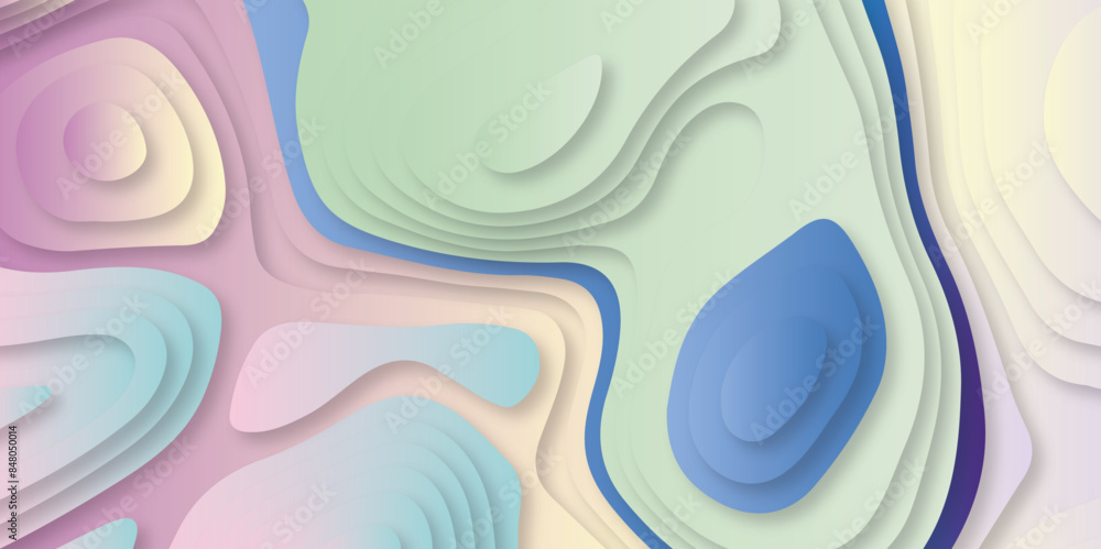 Fototapeta premium Vector paper cut backgrounds with colorful paper cut shapes texture. Pink abstract paper wave layer paper cut background.