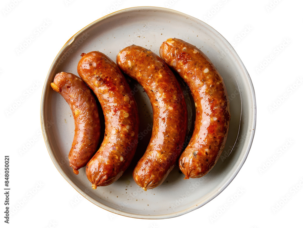 Grilled Sausages cut out transparent isolated on white background PNG file Grilled Sausages cut out transparent isolated on white background PNG file