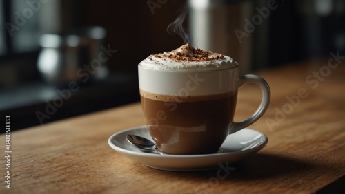 Cappuccino with Whipped Cream and Chocolate Shavings