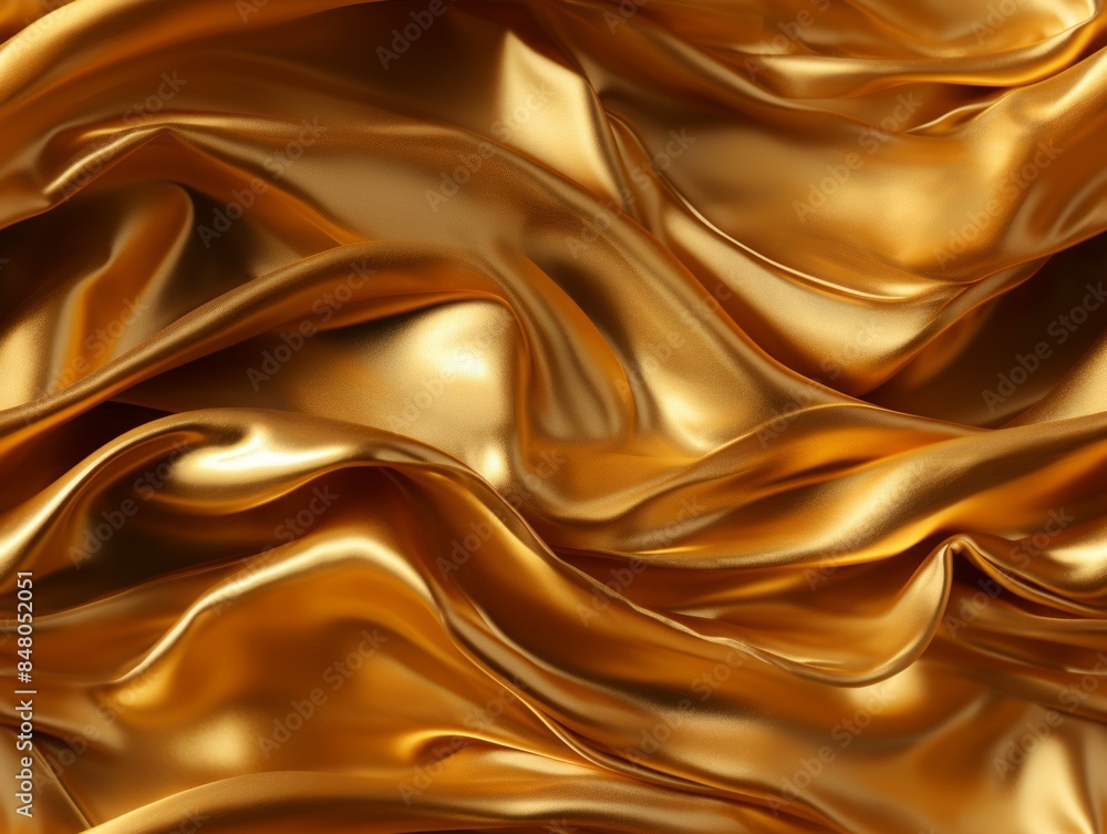 Close up of smooth, flowing gold satin fabric Close up of smooth, flowing gold satin fabric