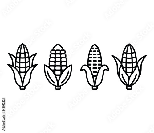 corn icon vector design symbol black white color line illustration collections sets