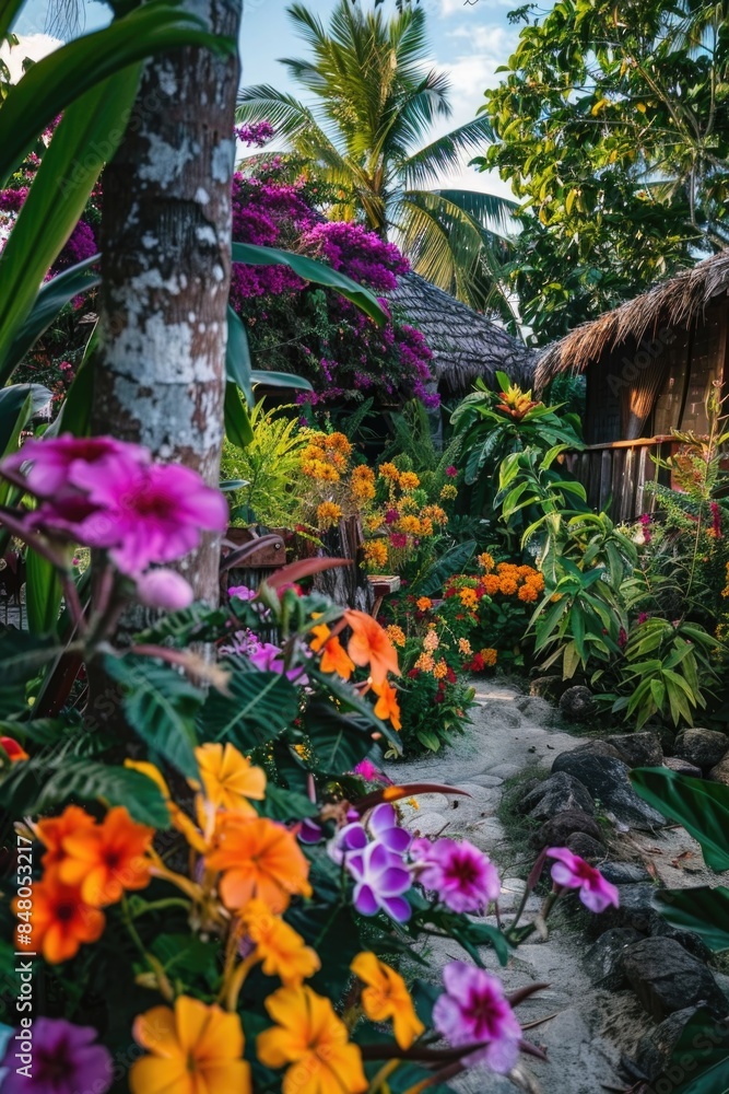 A vibrant garden filled with many colorful flowers, perfect for decorating or illustrating gardening themes A vibrant garden filled with many colorful flowers, perfect for decorating or illustrating gardening themes