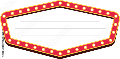 Retro lightbox billboard template, Hexagon banner advertising, promotion and sale signs. Movie theater light frames.
