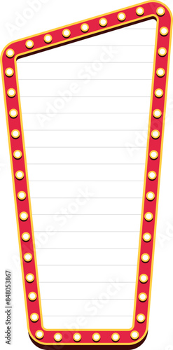 Retro lightbox billboard template, Rectangle banner advertising, promotion and sale signs. Movie theater light frames.